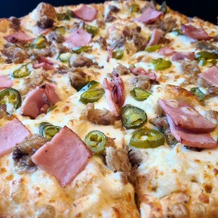 CHICHO's - **Limited Time** Cubano Specialty Pizza (14-inch, NO Mustard/Pickles, added Jalapeños)
