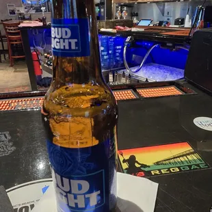 Bud Light at the bar.