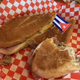 a sandwich with a flag on it