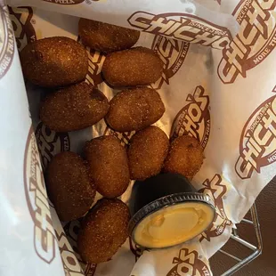 mini corn dogs with mustard