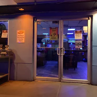 the entrance to the restaurant