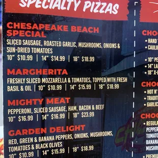 menu