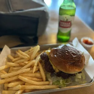 Single Smash Burger with fries