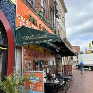 Front of the restaurant with some outdoor seating