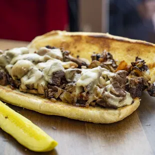 a sandwich with a pickle