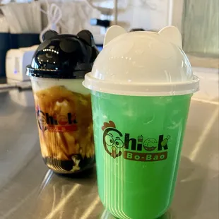 Black sugar latte, Blue Hawaii