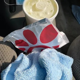 Chick-fil-A- Chicken Sandwich and large lemonade