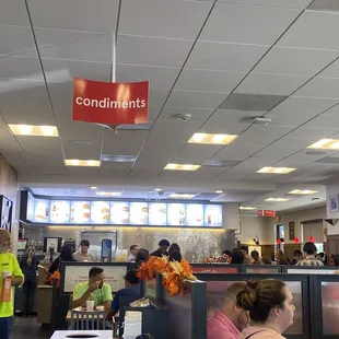 ows customers in a fast food restaurant