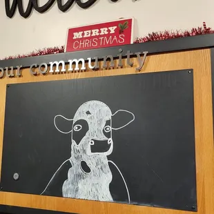 ows a chalk drawing of a cow
