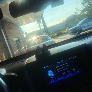 ows the dashboard of a car