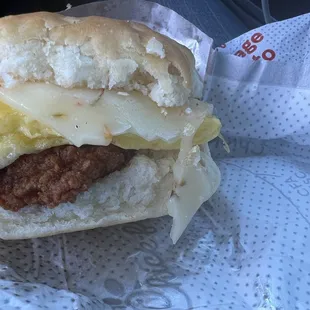 Chicken Biscuit with Pepper Jack and an Egg
