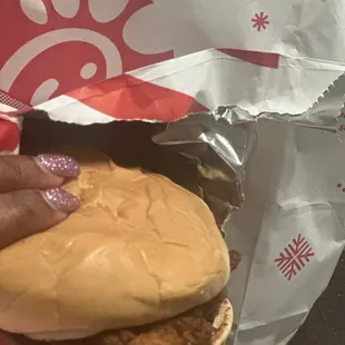 Want a bite? Original chicken unbuttered bun