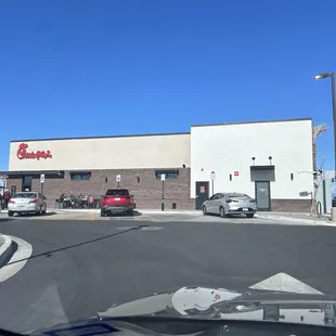 ows a view of a chick - fil - a - fil store from the inside