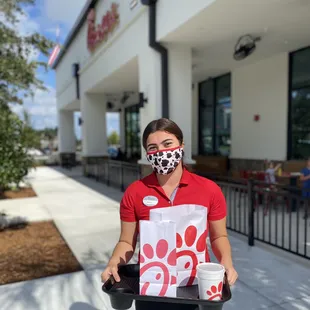 Here to serve you on our outdoor covered patio!