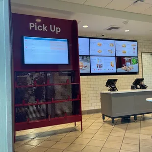 Checkout counter with status board for Uber eats and door dash