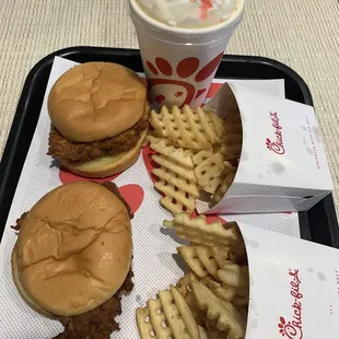 Chick-fil-A Chicken Sandwich fries and shake