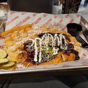 KC Chicken on a Bubble waffle.