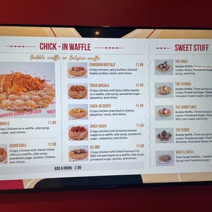 Menu bird for the chick-in waffle independence.