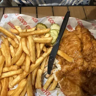 Spicy honey tenders &amp; fries