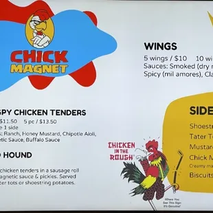 Chick Magnet Menu