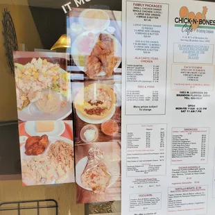 Pictures and menu on the storefront window