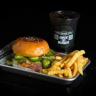 Monster burger with jalapenos and beef bacon