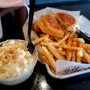 CHICK N burger, with some very yummy fries and Mac!