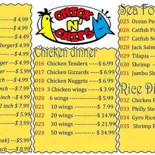 First page of menu (no website)