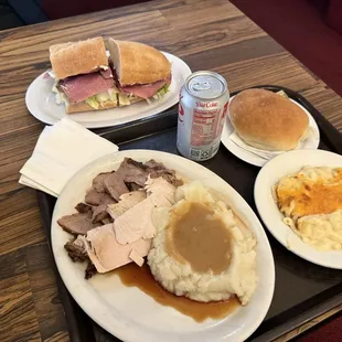 Corned beef sandwich and turkey/roast beef entree
