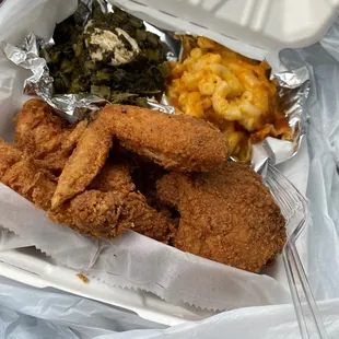 Classic Pressure Fried Chicken Dinner - 4pc with Mac n cheese &amp; Collard Greens