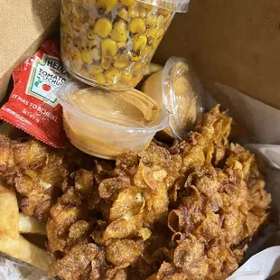 ows a box of fried food