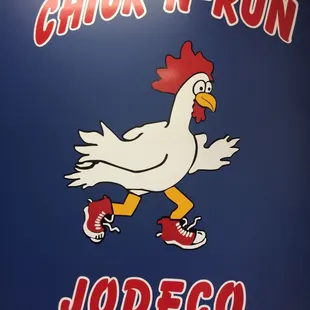 ows a chicken running on a skateboard