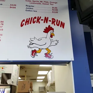 ows a menu for a chicken - n - run