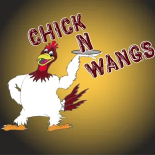 a chicken holding a platter