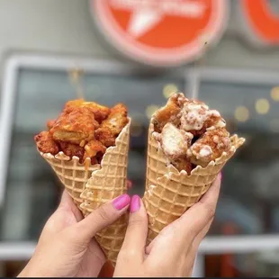 two waffle cones