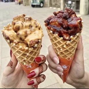 two cones of ice cream