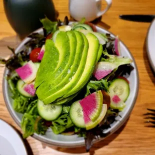 Green salad with added  Avocado