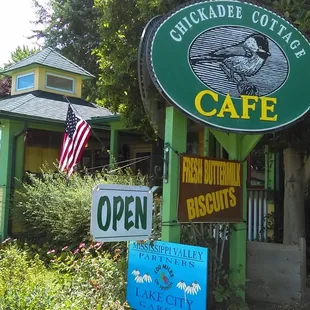 Outside the Chickadee Cottage Cafe in Lake City.