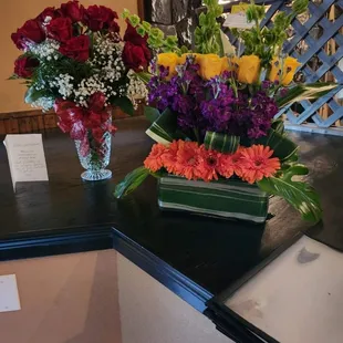 two vases of flowers