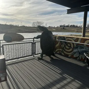 Turtle statue on the dock