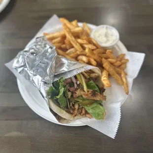 Chicken gyro wrap - very good and healthy.