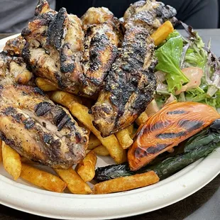 6 Piece Grilled Chicken Wings - somehow there were more than 6. Comes with fries and the salad.