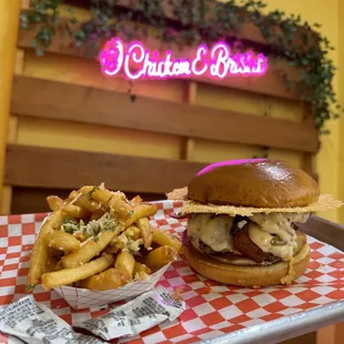 Truffle Mushroom Burger with Truffle Garlic Fries