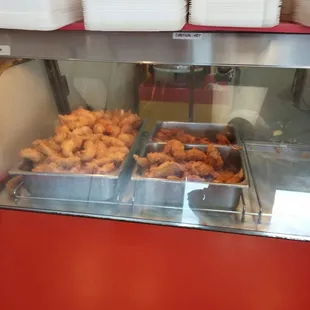 chicken wings and fried chicken, interior