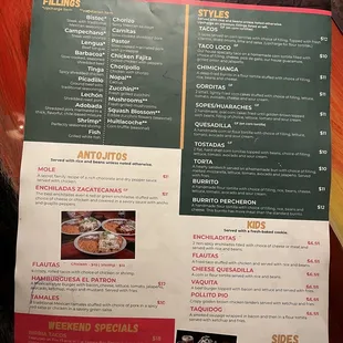 menu