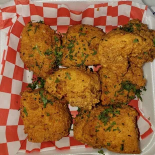 a basket of fried chicken
