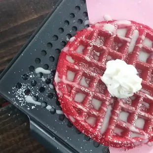 Red Velvet Waffle with Glaze