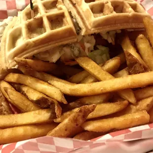 Buffalo Chicken Waffle Sandwich