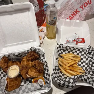 We ordered the chicken &amp; waffles for the people