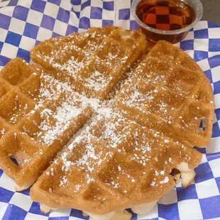 Belgian waffle with syrup
